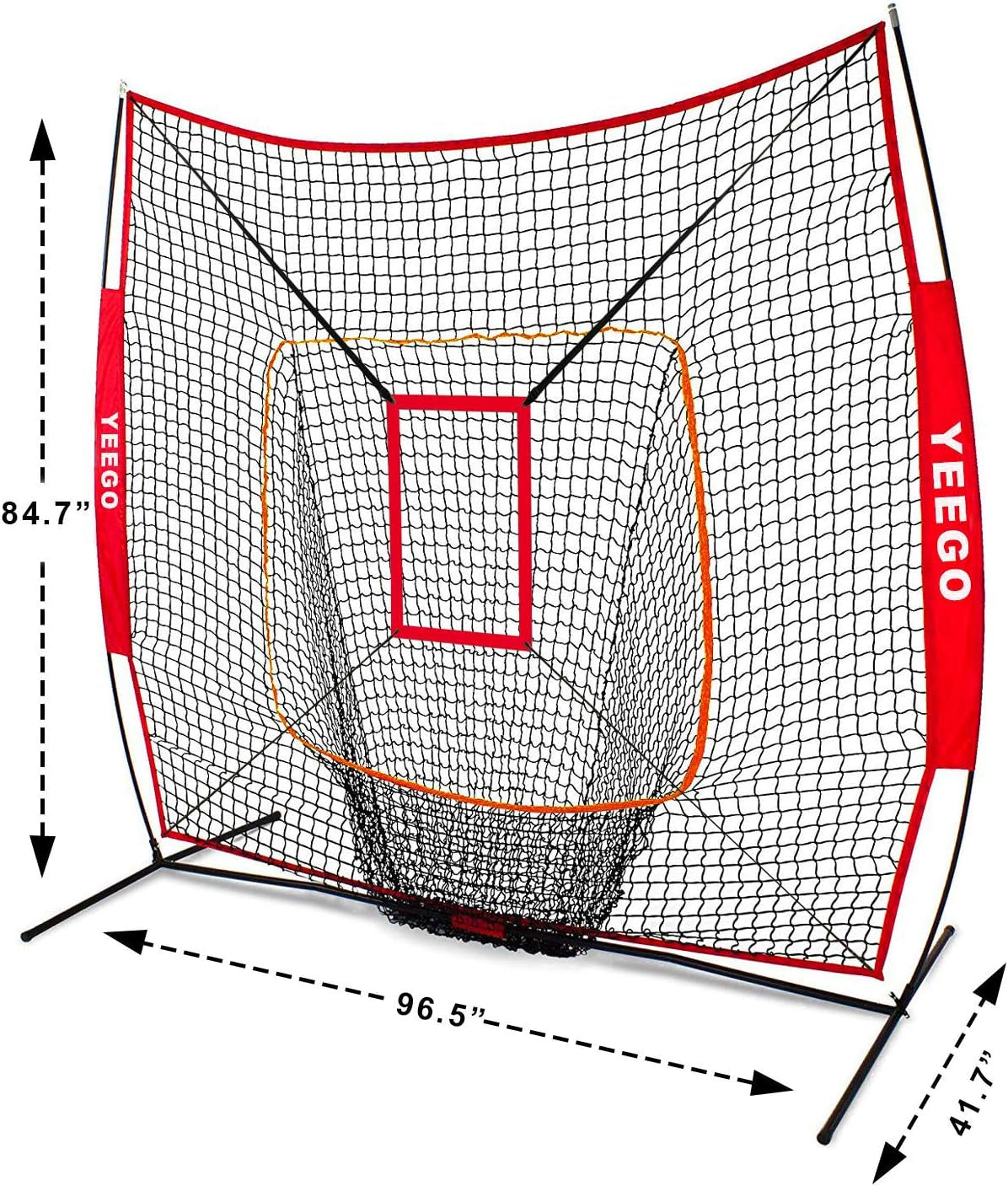 Baseball & Softball Practice Net YEEGO 7X7 Baseball Hitting Pitching Batting Cating Training Net with Carry Bag Bow Frame Bonus Strike Zone