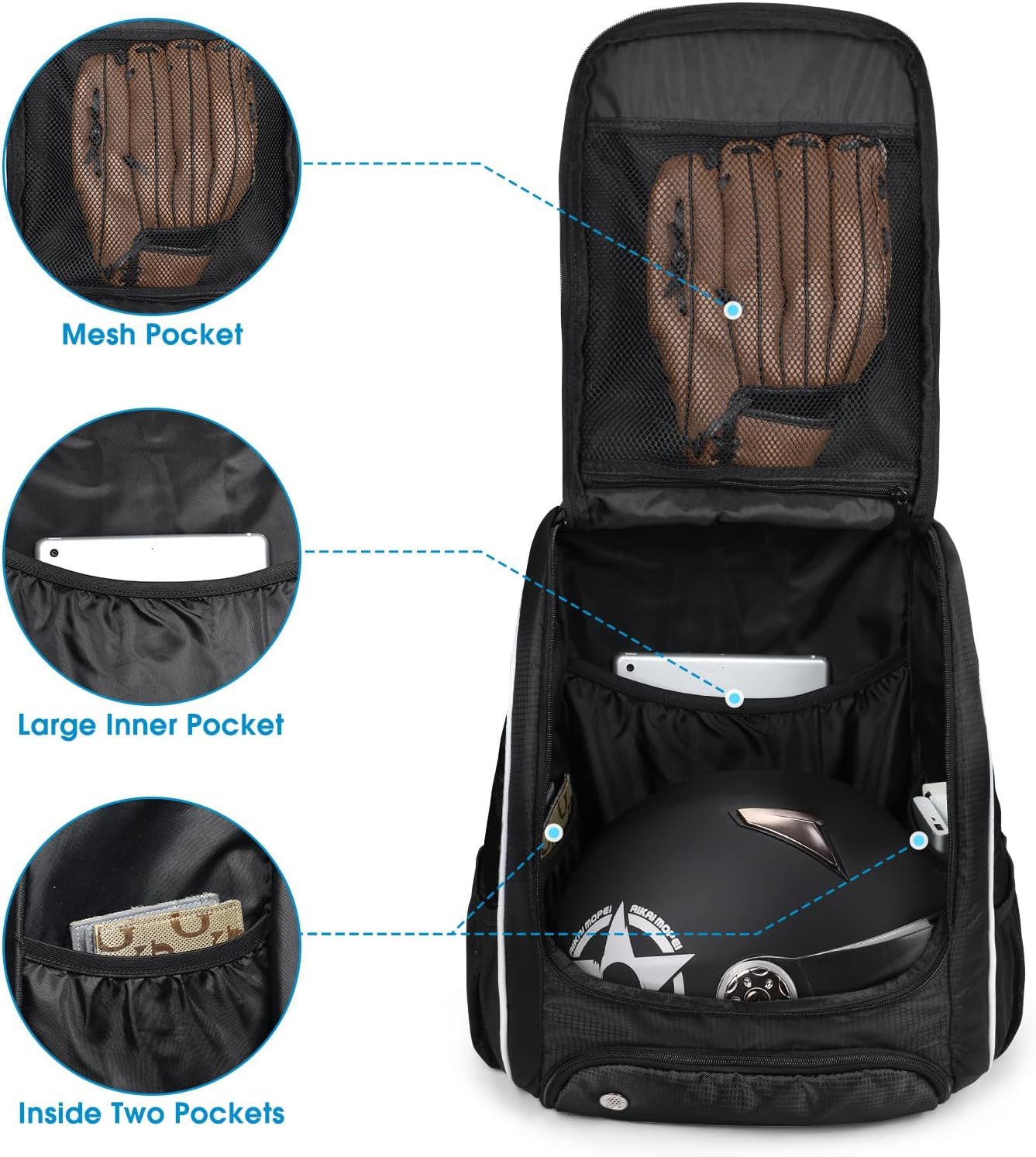 Softball Baseball Bag - Baseball Bat Backpack with Shoe Compartment, Baseball Bag with Fence Hook Tball Bag Bat Baseball Equipment Gear Fit Batting Glove, Helmet, Baseball Accessories