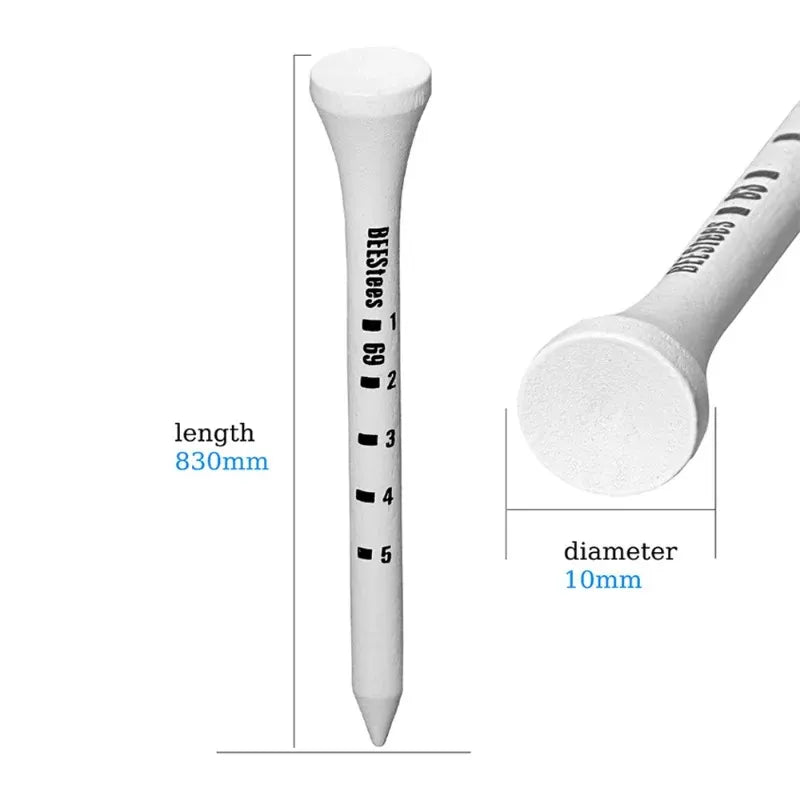 50PCS Professional Golf Tees 83Mm White Golf Wood Tee