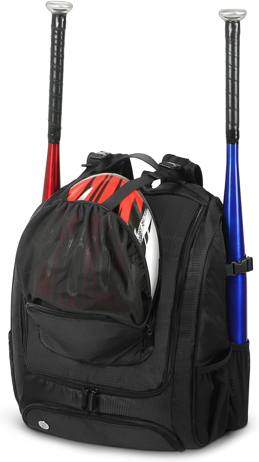 Softball Baseball Bag - Baseball Bat Backpack with Shoe Compartment, Baseball Bag with Fence Hook Tball Bag Bat Baseball Equipment Gear Fit Batting Glove, Helmet, Baseball Accessories
