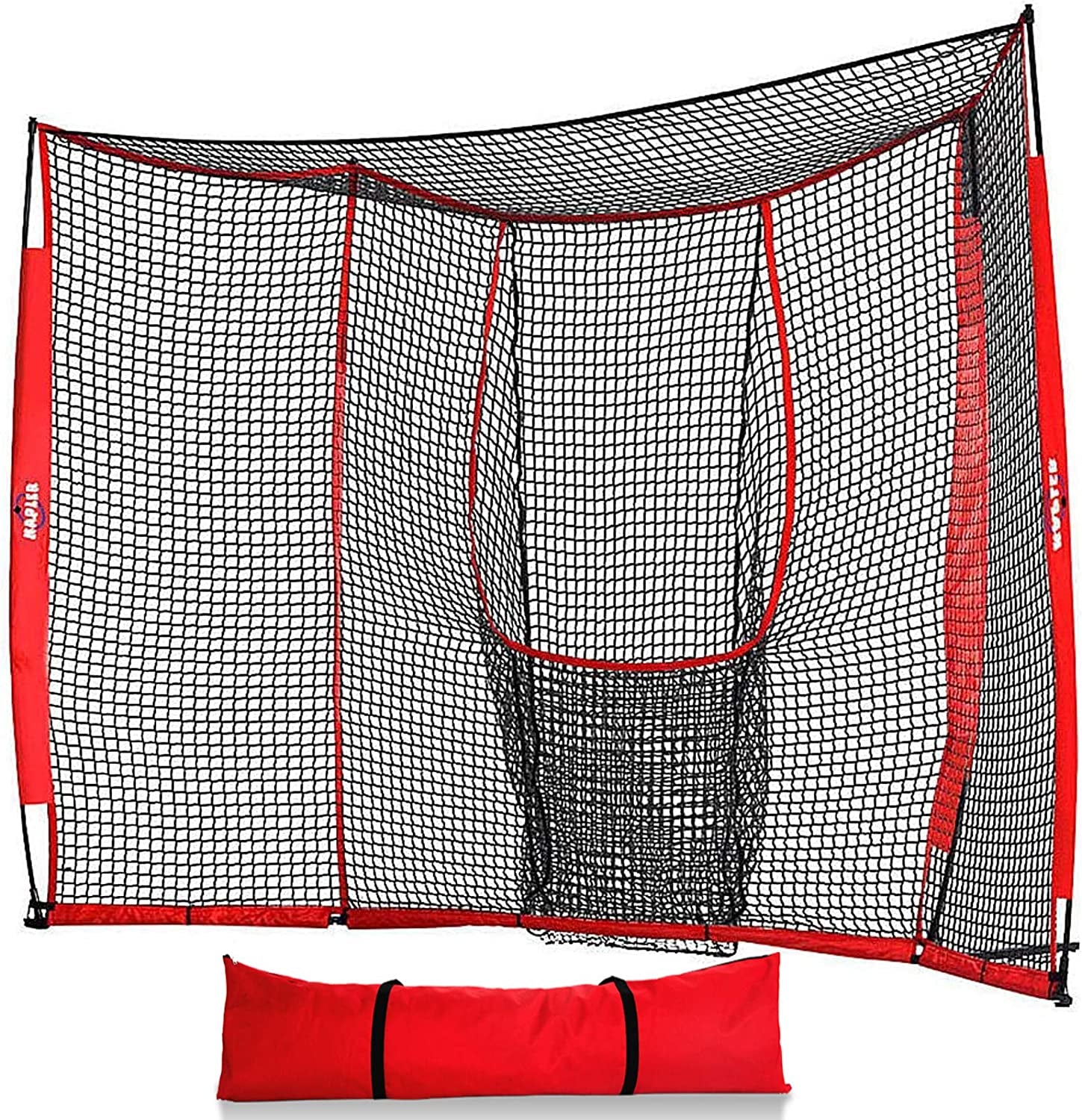 12X8 FT Baseball & Softball Batting Cage, Large Size Baseball & Softball Practice Hitting Pitching Cage Net,Portable with Carry Bag, Durable Baseball Softball Batting Protective Net