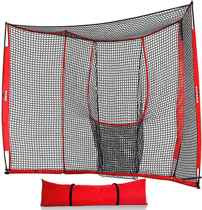 12X8 FT Baseball & Softball Batting Cage, Large Size Baseball & Softball Practice Hitting Pitching Cage Net,Portable with Carry Bag, Durable Baseball Softball Batting Protective Net