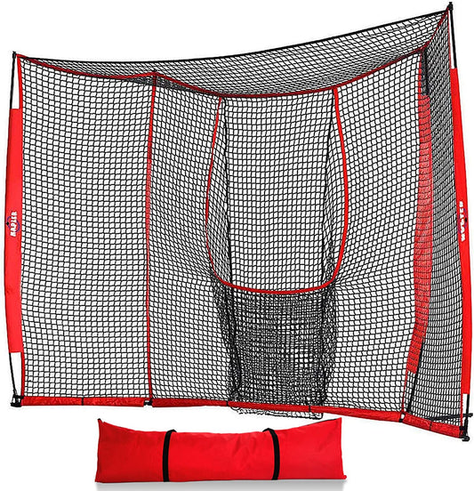 12X8 FT Baseball & Softball Batting Cage, Large Size Baseball & Softball Practice Hitting Pitching Cage Net,Portable with Carry Bag, Durable Baseball Softball Batting Protective Net