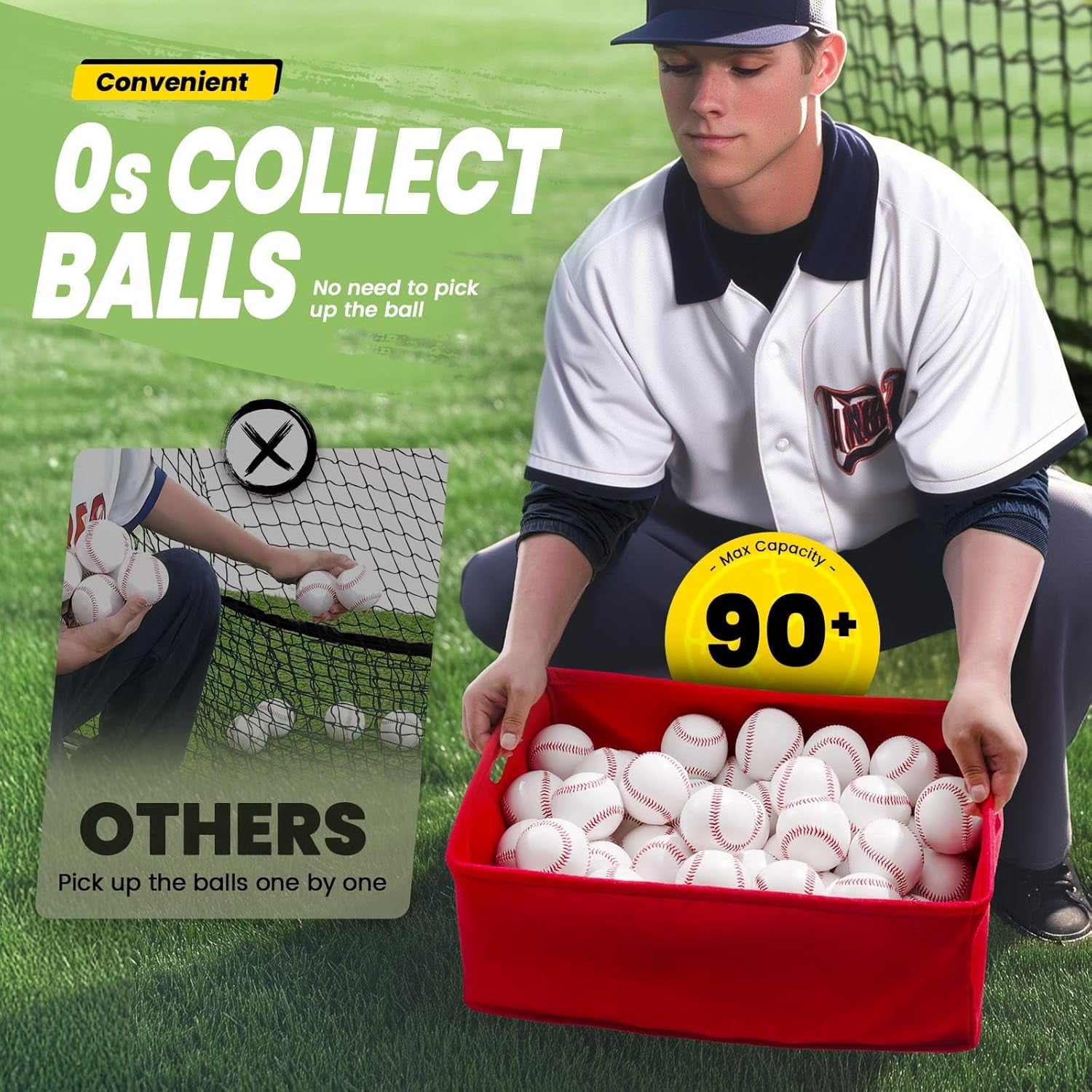 Baseball Softball Practice Set - 7 by 7 Feet Net with Strike Zone, Baseball Backstop Practice Net for Batting Hitting Pitching Catching
