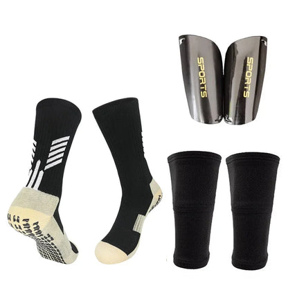 Football Equipment Adults Kids Soccer Shin Guards with Pocket Cover Calf Sleeve Non Slip Soccer Sock with Football Leg Shinguard