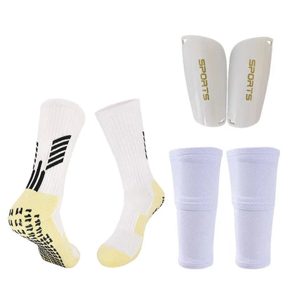 Football Equipment Adults Kids Soccer Shin Guards with Pocket Cover Calf Sleeve Non Slip Soccer Sock with Football Leg Shinguard