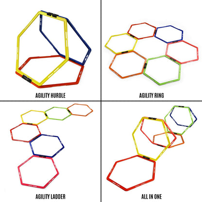 Hex Agility Rings/Speed Rings with Carrying Bag – Hexagon Rings, Agility Hurdles for Agility Footwork Training