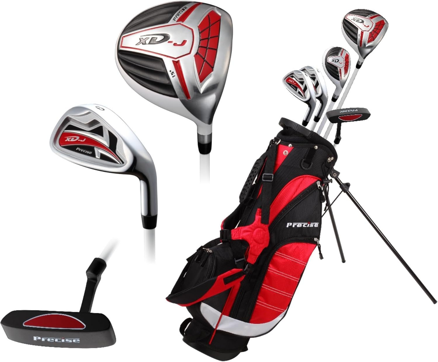 XD-J Junior Golf Clubs Set – Right & Left Hand Options – Kids Golf Clubs for Ages 3-5, 6-8, 9-12 – Lightweight Graphite Shafts, Hybrid Club, Stand Bag – Boys & Girls Golf Set