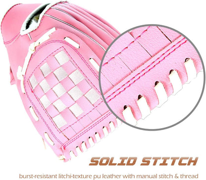 Baseball Glove and Ball for Kids Youth Adults Softball Teeball Training Left/Right Hand Glove with Soft Ball Set Brown/Black/Pink
