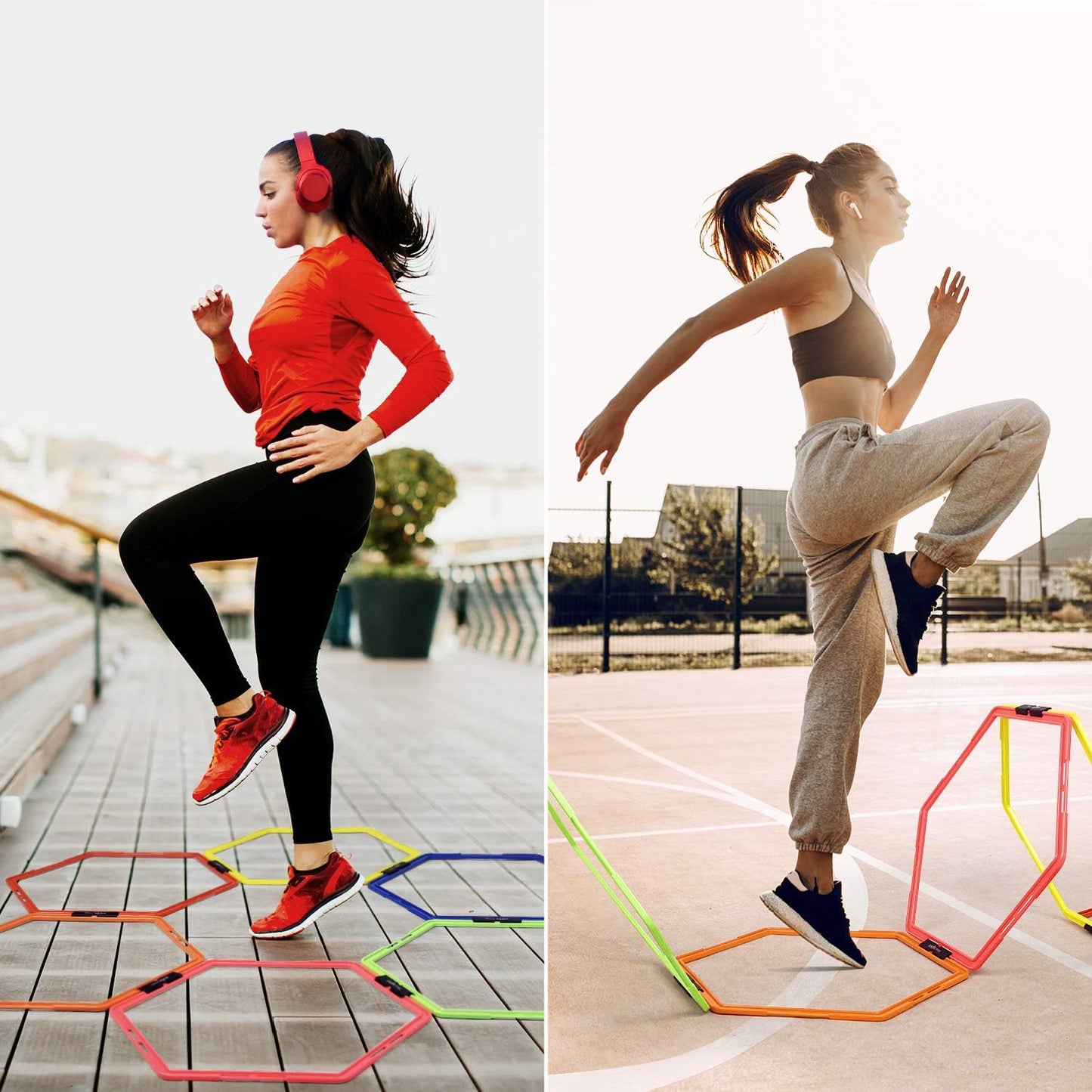 Hex Agility Rings/Speed Rings with Carrying Bag – Hexagon Rings, Agility Hurdles for Agility Footwork Training