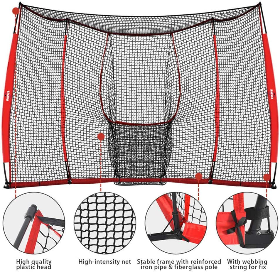 12X8 FT Baseball & Softball Batting Cage, Large Size Baseball & Softball Practice Hitting Pitching Cage Net,Portable with Carry Bag, Durable Baseball Softball Batting Protective Net