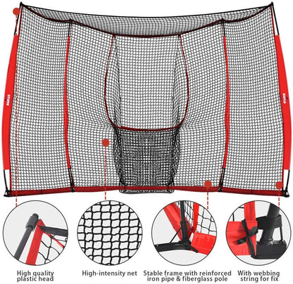 12X8 FT Baseball & Softball Batting Cage, Large Size Baseball & Softball Practice Hitting Pitching Cage Net,Portable with Carry Bag, Durable Baseball Softball Batting Protective Net