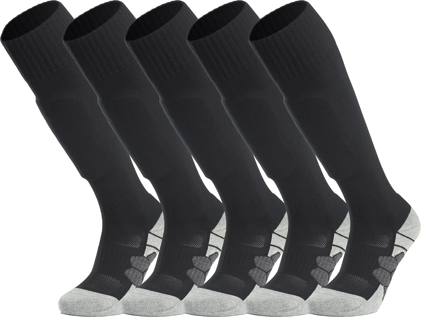 Knee High Soccer Socks (1/3/5 Pair) Team Sport Cushion Athletic Socks for Kids Youth Adult