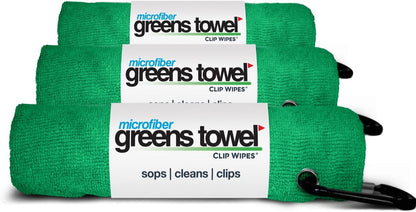 Green 3 Pack Golf Towel Set for Golf Bags with Clip, Plush Microfiber Nap Fabric, 16X16, the Original (Shamrock Green)