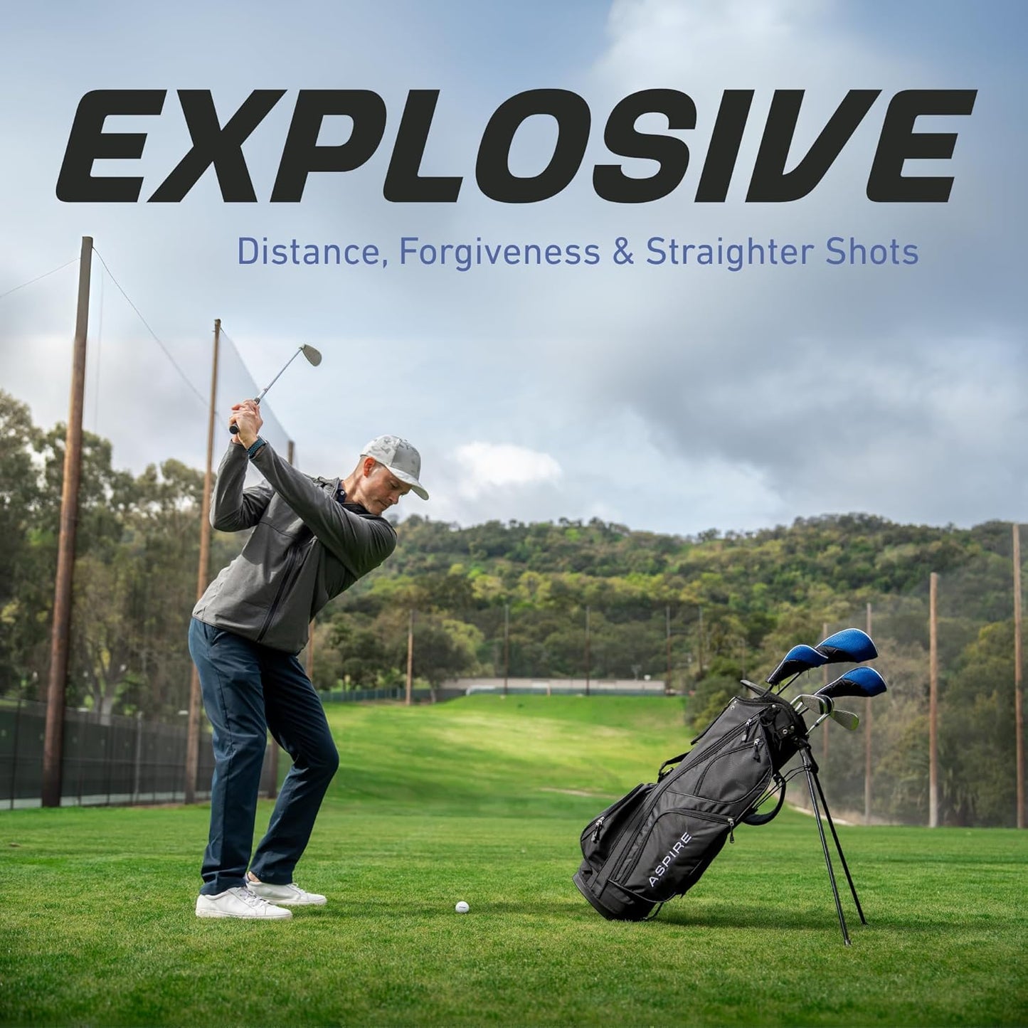 XD1 Men’S 14-Piece Golf Set – 460Cc Titanium Driver, Wood, Hybrid, 6-PW Irons, Putter, Stand Bag, 3 Headcovers and Cover – RH/LH, Reg/Tall