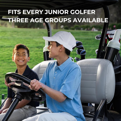 XD-J Junior Golf Clubs Set – Right & Left Hand Options – Kids Golf Clubs for Ages 3-5, 6-8, 9-12 – Lightweight Graphite Shafts, Hybrid Club, Stand Bag – Boys & Girls Golf Set