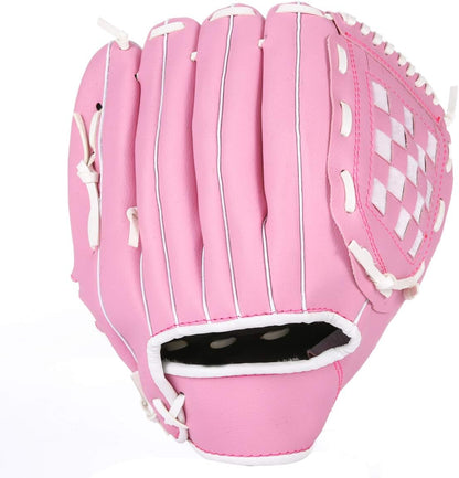 Baseball Glove and Ball for Kids Youth Adults Softball Teeball Training Left/Right Hand Glove with Soft Ball Set Brown/Black/Pink