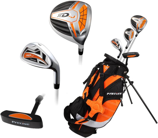 XD-J Junior Golf Clubs Set – Right & Left Hand Options – Kids Golf Clubs for Ages 3-5, 6-8, 9-12 – Lightweight Graphite Shafts, Hybrid Club, Stand Bag – Boys & Girls Golf Set