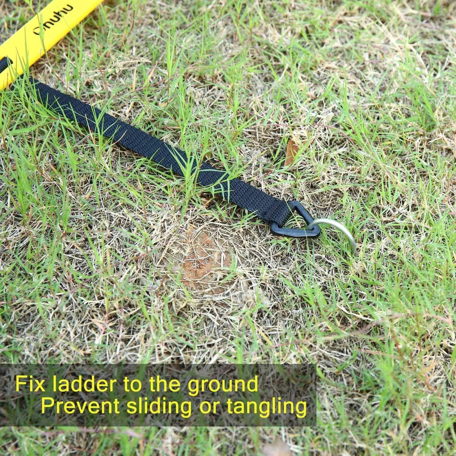 Agility Ladder Speed Training Set:  12 Rung 20Ft Soccer Training Equipment for Kids with 12 Cones, 4 Steel Stakes, Instruction Manual & Carrying Bag for Football Exercise Sports Footwork Training