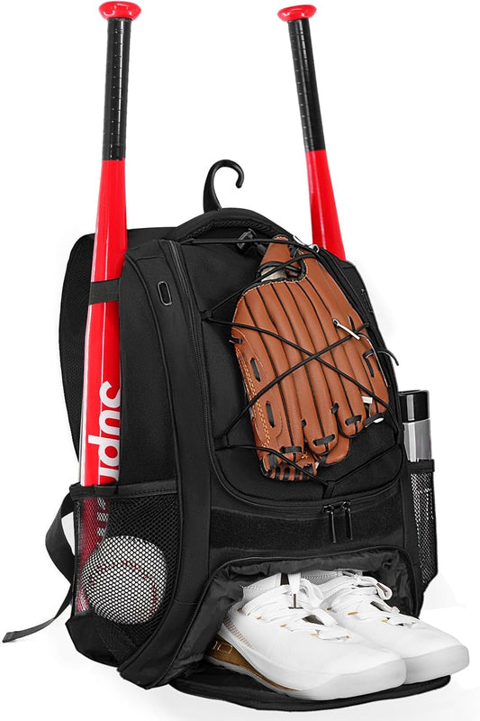 Baseball Bag,Backpack for Baseball, T-Ball & Softball Equipment & Gear,Softball Bag with Shoe Compartment,Fence Hook