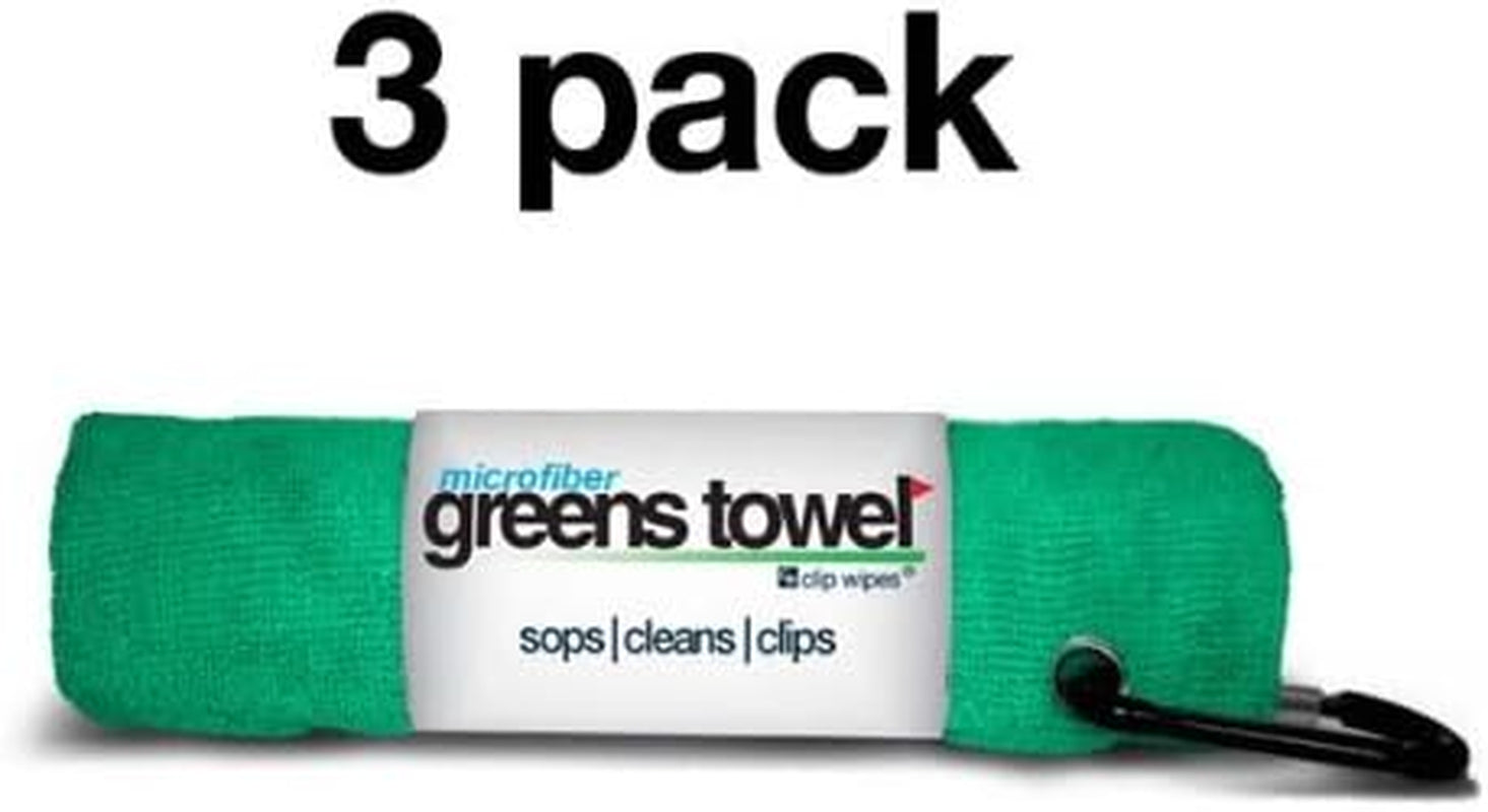 Green 3 Pack Golf Towel Set for Golf Bags with Clip, Plush Microfiber Nap Fabric, 16X16, the Original (Shamrock Green)