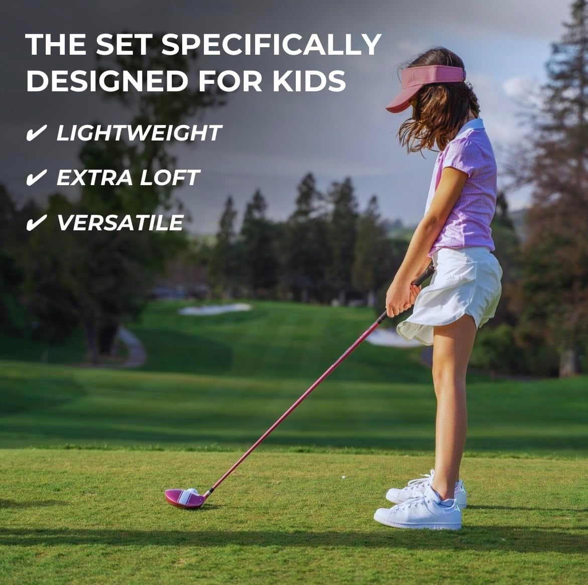 XD-J Junior Golf Clubs Set – Right & Left Hand Options – Kids Golf Clubs for Ages 3-5, 6-8, 9-12 – Lightweight Graphite Shafts, Hybrid Club, Stand Bag – Boys & Girls Golf Set