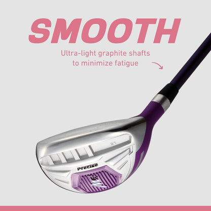 M5 Women’S Golf Clubs Set – Complete Right-Handed Set with Titanium Driver, S.S. Fairway & Hybrid, 5-PW Irons, Putter, Stand Bag & Headcovers – Graphite Shafts – Purple – Petite/Standard/Tall