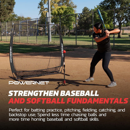 Baseball Net Bundle, 5X5 Travel Net with Softball Accessories for Hitting, Pitching, Training Equipment, Weighted Ball, Tee