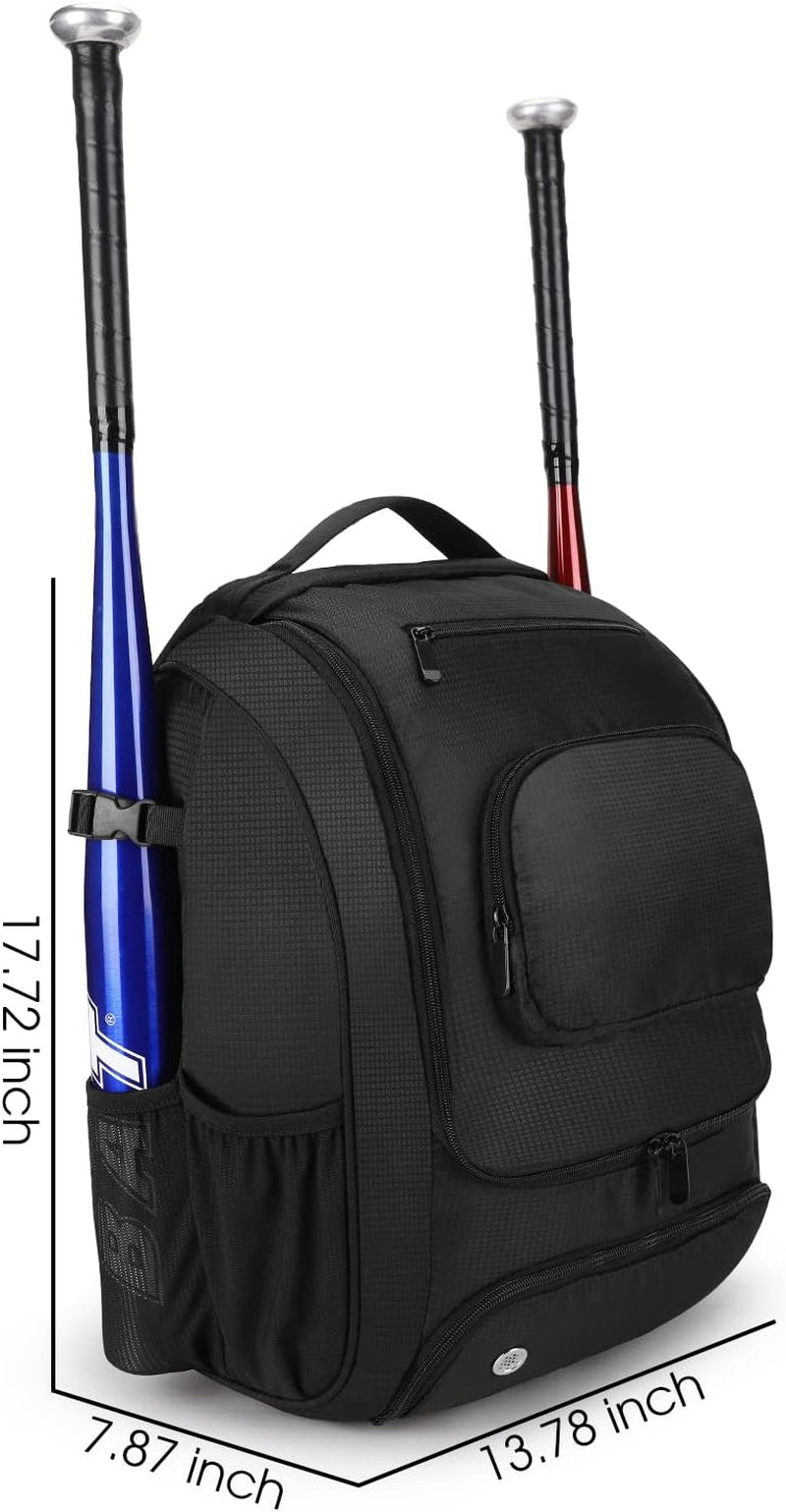 Softball Baseball Bag - Baseball Bat Backpack with Shoe Compartment, Baseball Bag with Fence Hook Tball Bag Bat Baseball Equipment Gear Fit Batting Glove, Helmet, Baseball Accessories