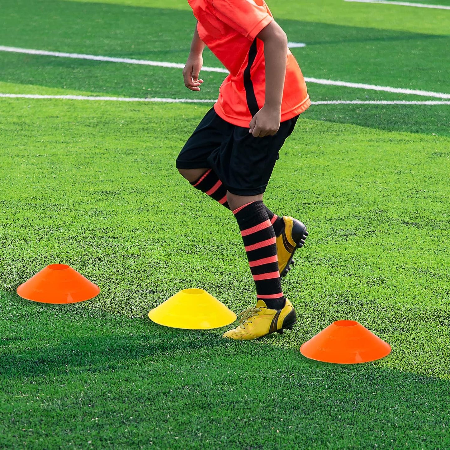 Agility Ladder Speed Training Set:  12 Rung 20Ft Soccer Training Equipment for Kids with 12 Cones, 4 Steel Stakes, Instruction Manual & Carrying Bag for Football Exercise Sports Footwork Training