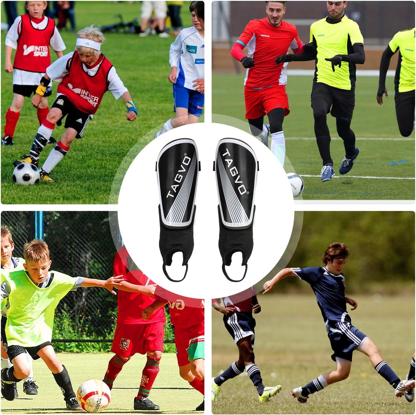 Soccer Shin Guards for Kids Youth Adults, Protective Soccer Equipment for Boys Girls Men, Soccer Shin Pads for Kids