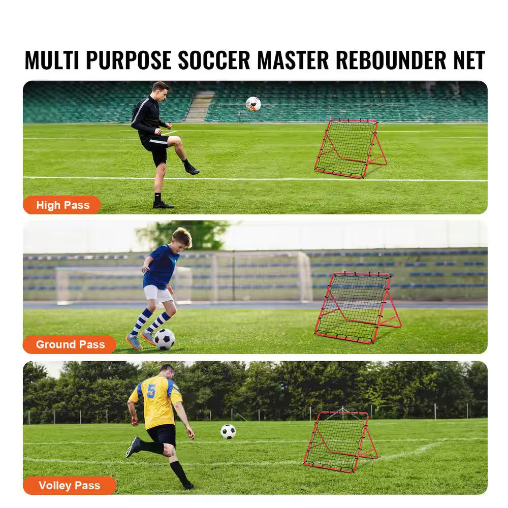 Soccer Rebounder Rebound Net, 39 In. X 39 In., Portable Football Training Gift, Adjustable Angles, for All Ages