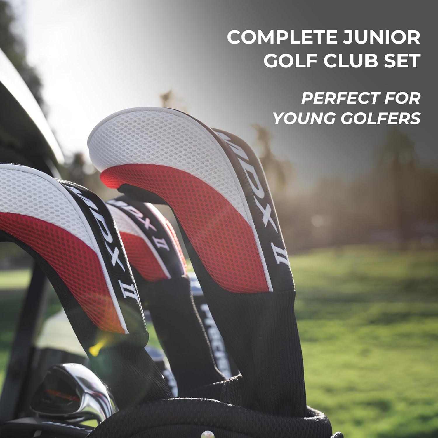 XD-J Junior Golf Clubs Set – Right & Left Hand Options – Kids Golf Clubs for Ages 3-5, 6-8, 9-12 – Lightweight Graphite Shafts, Hybrid Club, Stand Bag – Boys & Girls Golf Set