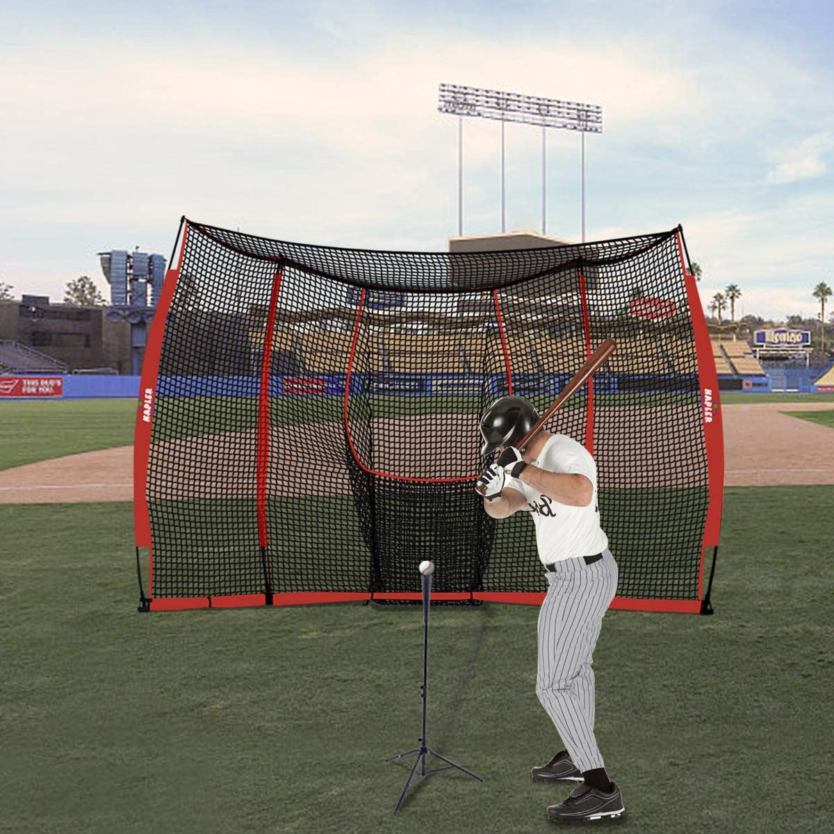 12X8 FT Baseball & Softball Batting Cage, Large Size Baseball & Softball Practice Hitting Pitching Cage Net,Portable with Carry Bag, Durable Baseball Softball Batting Protective Net