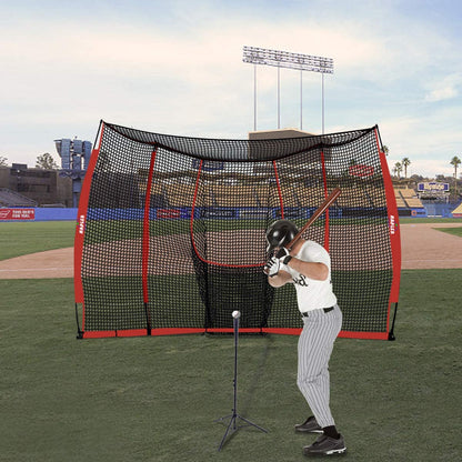 12X8 FT Baseball & Softball Batting Cage, Large Size Baseball & Softball Practice Hitting Pitching Cage Net,Portable with Carry Bag, Durable Baseball Softball Batting Protective Net