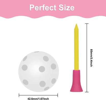 100 Pack Plastic Golf Training Balls with 2 Golf Ball Tees– Airflow Hollow Golf Balls for Indoor Putting Green, Backyard Outdoor Practice Equipment