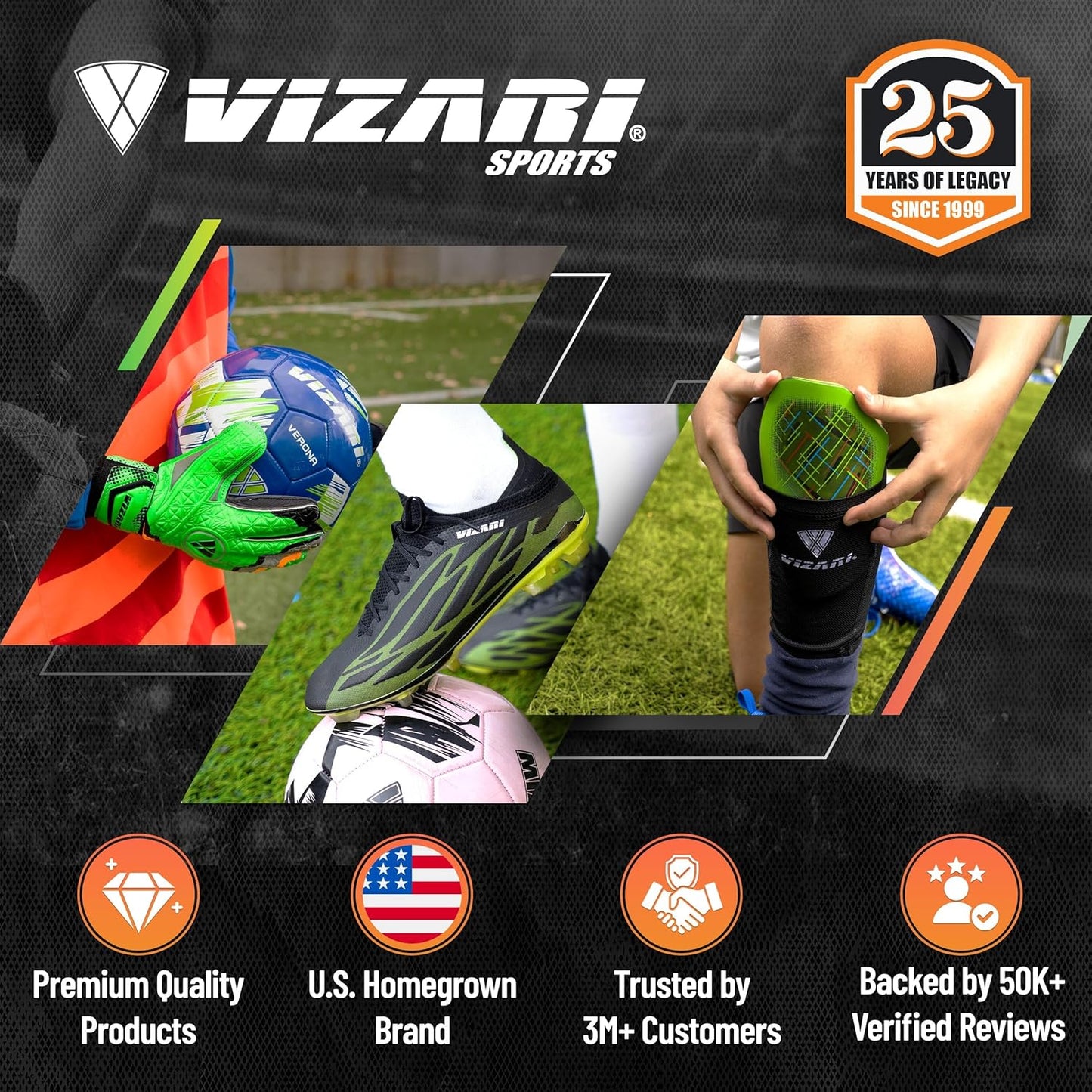 USA Stealth Boys Girls Soccer Cleats | Youth Firm Ground Athletic Outdoor Football Shoes for Toddler, Little Kid, Big Kid | Lightweight & Durable